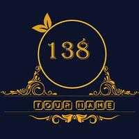 nuovo unico logo design con numero 138 vettore