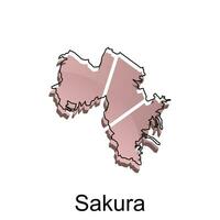 carta geografica città di sakura disegno, alto dettagliato vettore carta geografica - Giappone vettore design modello