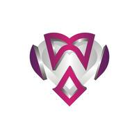 lettera w con amore logo design modello, vettore illustrazione su un' bianca sfondo.