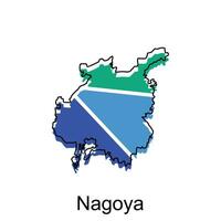 carta geografica città di nagoya disegno, alto dettagliato vettore carta geografica - Giappone vettore design modello