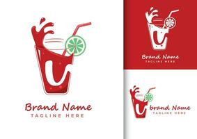 lettera u fresco succo logo design modello vettore