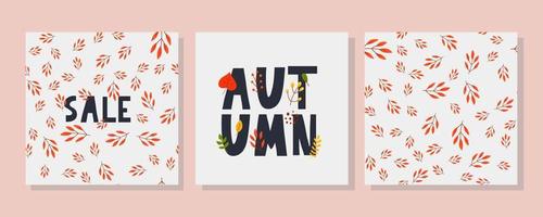 illustrazione autunnale, banner, vettore di vendita, autunno, lettering, card