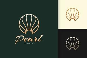 il logo di perle o gioielli nel lusso rappresenta la bellezza e la moda vettore