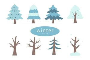 mano disegnato inverno albero vettore illustrazione impostato