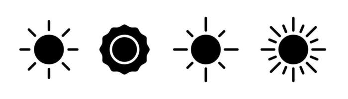 sole glifo icona. luce del sole simbolo. sole icona impostare. glifo sole icona. raggio di sole illustrazione. azione vettore illustrazione.
