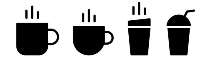 tazza icone impostare. tazza di caffè. glifo tazza simbolo. bevanda illustrazione. glifo caffè cartello. azione vettore illustrazione