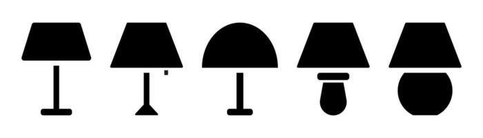 tavolo lampada icona. scrivania lampada nel glifo. lampada icone nel nero. azione vettore illustrazione