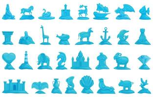 ghiaccio scultura icone impostato cartone animato vettore. animali sirena vettore