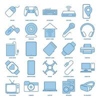 dispositivo icona impostare, incluso icone come computer portatile, drone, altoparlante, gamepad e Di Più simboli collezione, logo isolato vettore illustrazione