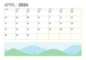 classico mensile calendario di aprile per 2024. calendario nel il stile di minimalista piazza forma vettore