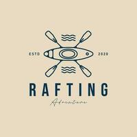 canoa rafting avventura logo linea arte minimalista, kayak logo vettore illustrazione design