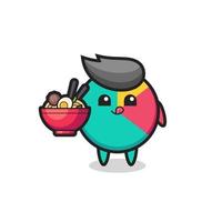 simpatico personaggio grafico che mangia noodles vettore