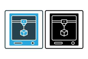 3d stampa icona. 3d stampante nel azione. icona relazionato per artificiale intelligenza, 3d stampa tecnologia e su misura produzione. solido icona stile. semplice vettore design modificabile