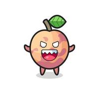 illustrazione del personaggio mascotte della frutta del pluot malvagio vettore