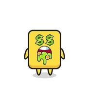 personaggio cartellino giallo con un'espressione pazza per i soldi vettore
