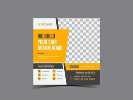 costruisci post e banner sui social media per la costruzione della casa vettore