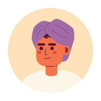 turbante indiano uomo rilassato in piedi 2d vettore avatar illustrazione. allegro adulto Sud asiatico cartone animato personaggio viso. positivo fiducioso colpo alla testa in posa piatto colore utente profilo Immagine isolato su bianca