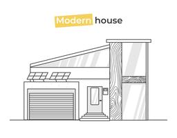 Case eleganti moderne in linea icone di arte. Concetto di design a casa con mattoni texture e legno e piastrelle. Illustrazione piatta vettoriale