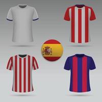 kit da calcio dei club spagnoli, modello di t-shirt. maglietta da calciatore. vettore