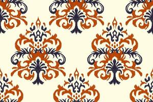 ikat floreale paisley ricamo su bianca sfondo.ikat etnico orientale senza soluzione di continuità modello tradizionale, azteco stile astratto vettore illustrazione.disegno per trama, tessuto, abbigliamento, avvolgimento, decorazione.