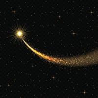 cometa d'oro su sfondo trasparente. modello per il tuo design vettore