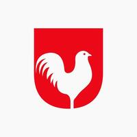 lettera u pollame logo con gallina simbolo. Gallo logo, pollo sospiro modello vettore