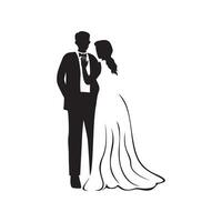 ponte e sposo silhouette vettore illustrazione. nozze cartello e simbolo. romantico coppia..