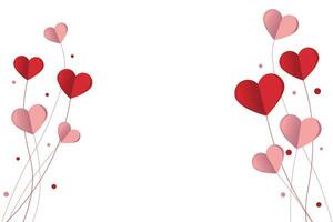 14 febbraio, contento San Valentino giorno creativo amore composizione di il cuori, papercraft vettore