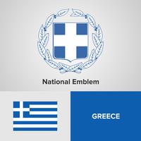 Emblema nazionale della Grecia, mappa e bandiera vettore