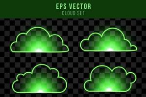 linea di neon verde nuvola isolata illustrazione vettoriale con bagliore brillante