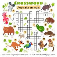 cruciverba animali australiani. gioco per bambini piccoli vettore