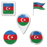 set di icone della bandiera nazionale dell'Azerbaigian vettore