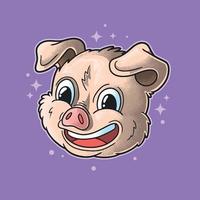 illustrazione di testa di maiale felice stile grunge vettore