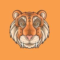 carino testa di tigre illustrazione stile grunge vettore