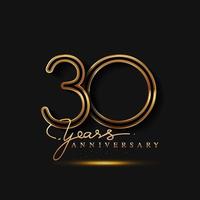 Logo dell'anniversario di 30 anni di colore dorato isolato su sfondo nero vettore