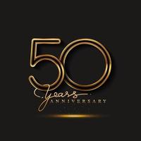 Logo dell'anniversario di 50 anni di colore dorato isolato su sfondo nero vettore