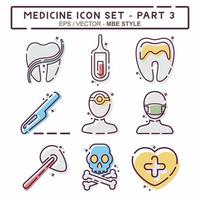 set icona vettore di medicina parte 3 - stile mbe
