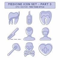 set icona vettore di medicina parte 3 - stile bicolore