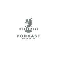 Podcast icona logo design. microfono piatto icona vettore