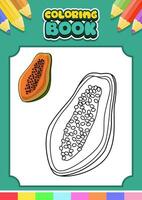 frutta colorazione libro per bambini. pawpaw vettore illustrazione
