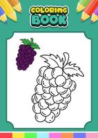 frutta colorazione libro per bambini. uva vettore illustrazione