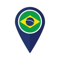 bandiera di brasile bandiera su carta geografica Pinpoint icona isolato blu colore vettore