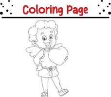 Cupido ragazzo è hold amore colorazione pagina per bambini. vettore illustrazione colorazione libro.