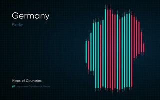 Germania carta geografica è mostrato nel un' grafico con barre e Linee. giapponese candeliere grafico serie vettore