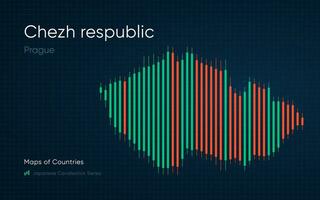 ceco repubblica carta geografica è mostrato nel un' grafico con barre e Linee. giapponese candeliere grafico serie vettore