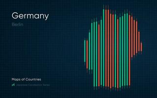 Germania carta geografica è mostrato nel un' grafico con barre e Linee. giapponese candeliere grafico serie vettore