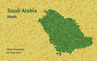 Arabia arabia carta geografica con un' capitale di riyadh mostrato nel un' mosaico modello vettore