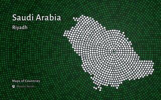 Arabia arabia carta geografica con un' capitale di riyadh mostrato nel un' mosaico modello vettore