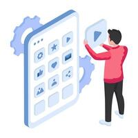 Perfetto design illustrazione di mobile applicazioni sviluppo vettore