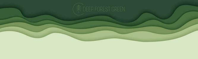 in profondità foresta verde onde, carta arte striscione. natura verdura colore manifesto modello nel papercut stile. vettore illustrazione eps 10.